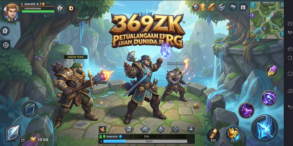 Screenshot gameplay 369ZK menampilkan pertempuran mendebarkan di dunia fantasi.