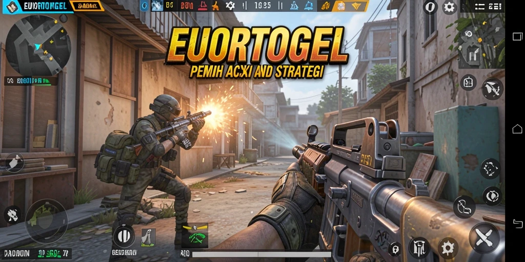 Tangkapan layar gameplay EUROTOGEL menampilkan aksi menembak yang intens.