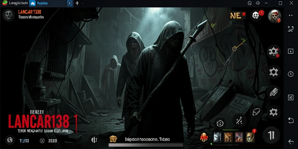 Screenshot gameplay menunjukkan karakter dalam kegelapan yang mencekam.