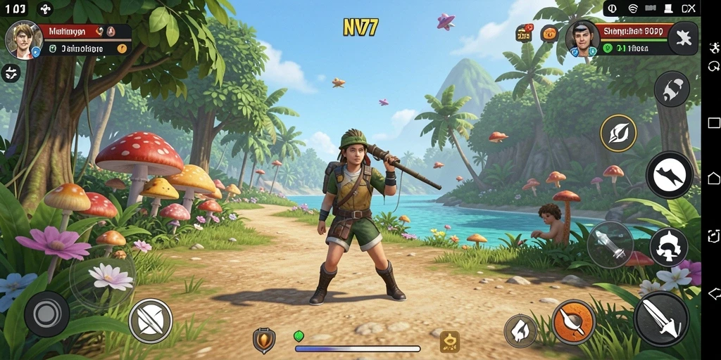 Tampilan gameplay NV77 yang menampilkan aktivitas simulasi kehidupan.