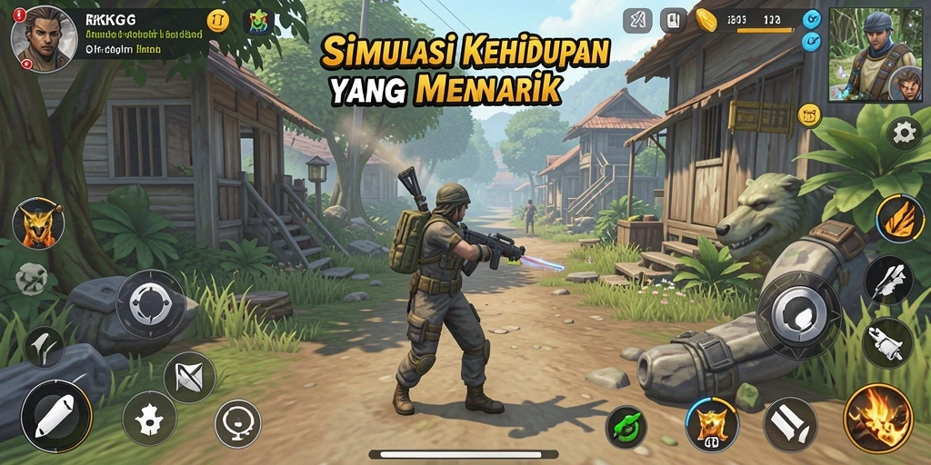 Tampilan menarik dari gameplay RKGG yang menggambarkan simulasi kehidupan.