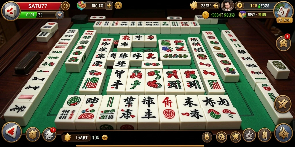 Tampilan menarik dari gameplay Mahjong di SATU77.